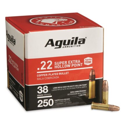 Aguila Super Extra High Velocity 22LR Ammo 38 Grain Plate…