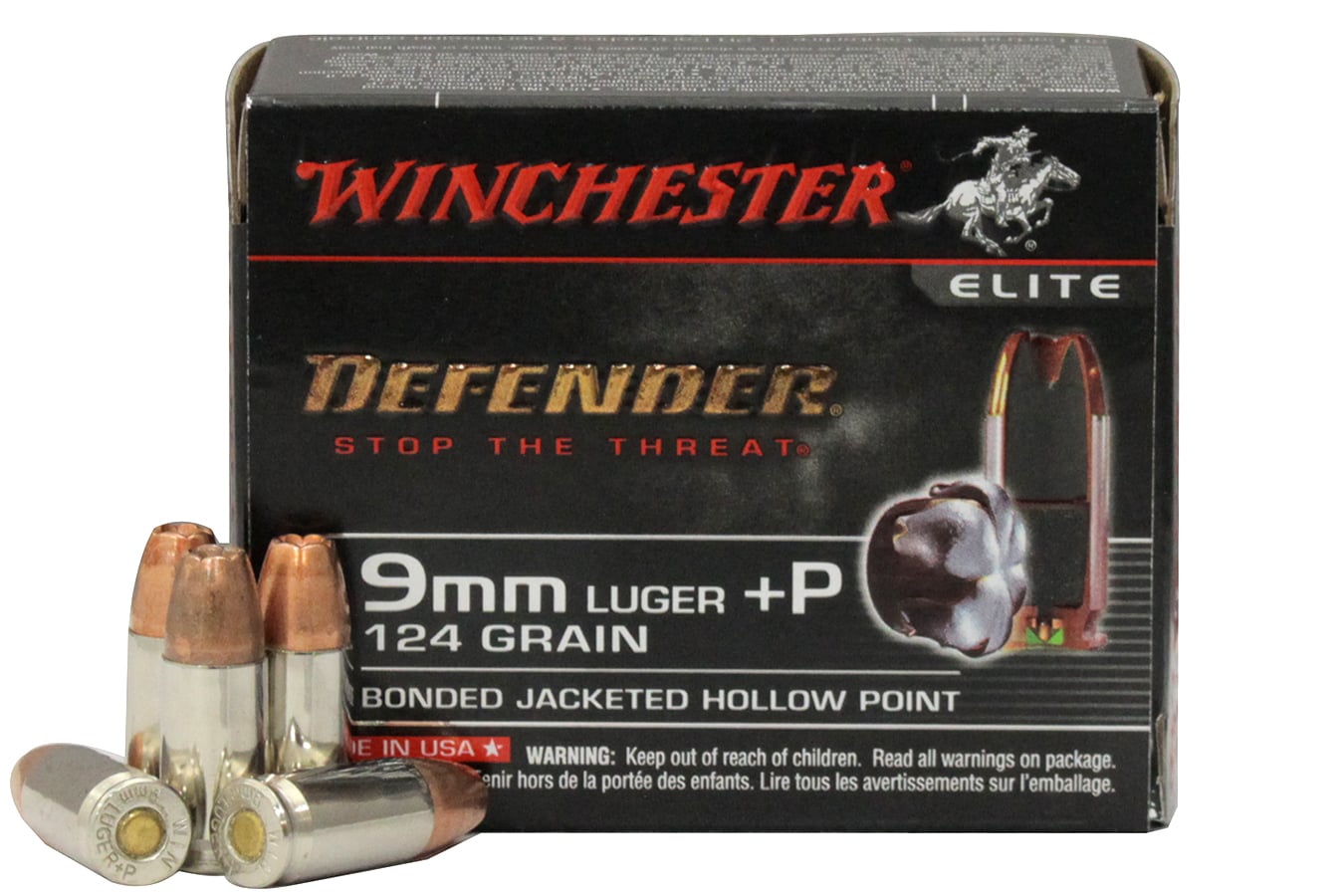 Winchester Defender 9mm Luger +P Ammo 124 Grain Wincheste...